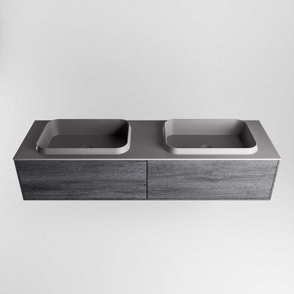MONDIAZ ERIN 150cm mueble de baño color Antracite 2 cajones. Lavabo RIDGE Doble 2 orificios color Dark Grey. 5 MONDIAZ ERIN 150cm mueble de baño color Antracite 2 cajones. Lavabo RIDGE Doble 2 orificios color Dark Grey. - Imagen 5