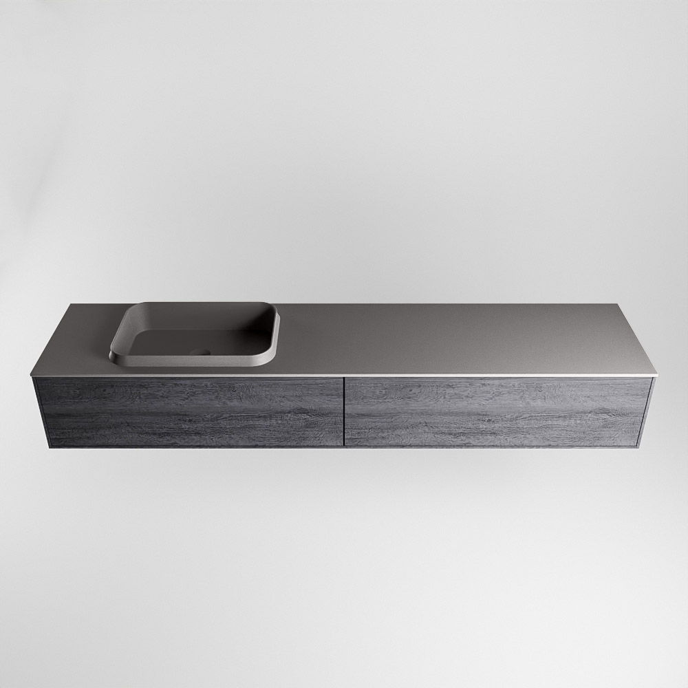 MONDIAZ ERIN 200cm mueble de baño color Antracite 2 cajones. Lavabo RIDGE Izquierda 1 orificio color Dark Grey. 5 MONDIAZ ERIN 200cm mueble de baño color Antracite 2 cajones. Lavabo RIDGE Izquierda 1 orificio color Dark Grey. - Imagen 5