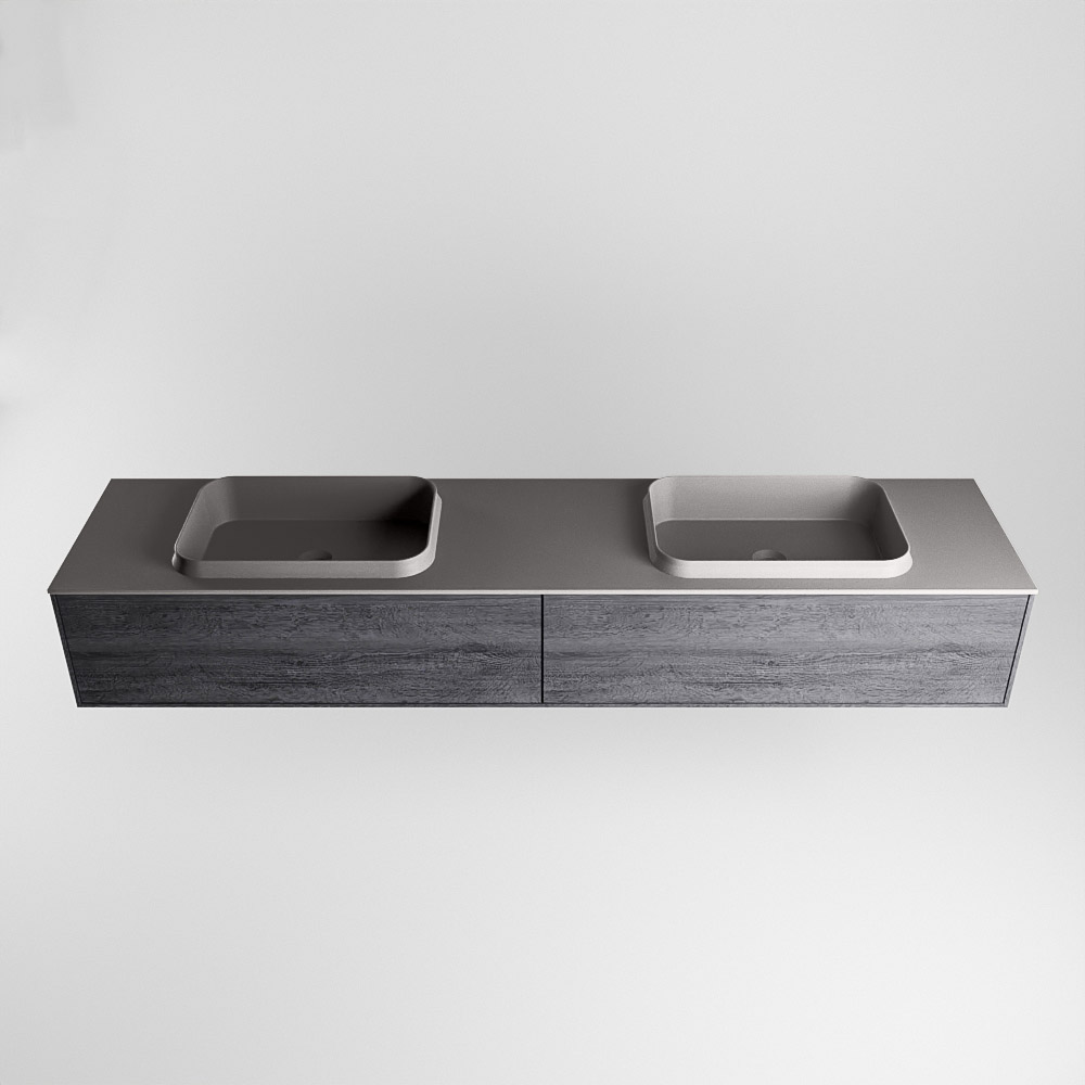 MONDIAZ ERIN 200cm mueble de baño color Antracite 2 cajones. Lavabo RIDGE Doble 2 orificios color Dark Grey. 5 MONDIAZ ERIN 200cm mueble de baño color Antracite 2 cajones. Lavabo RIDGE Doble 2 orificios color Dark Grey. - Imagen 5