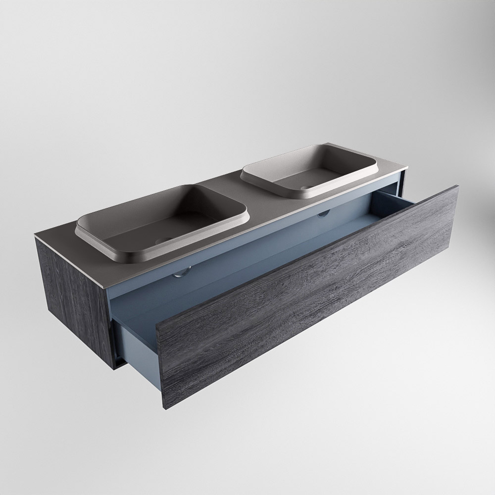 MONDIAZ ERIN 150cm mueble de baño color Antracite 1 cajón. Lavabo RIDGE Doble 2 orificios color Dark Grey. 6 MONDIAZ ERIN 150cm mueble de baño color Antracite 1 cajón. Lavabo RIDGE Doble 2 orificios color Dark Grey. - Imagen 6