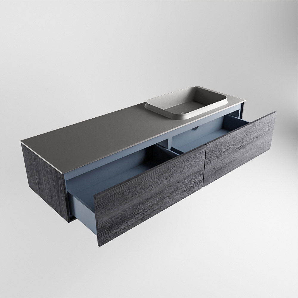 MONDIAZ ERIN 150cm mueble de baño color Antracite 2 cajones. Lavabo RIDGE Derecho 1 orificio color Dark Grey. 6 MONDIAZ ERIN 150cm mueble de baño color Antracite 2 cajones. Lavabo RIDGE Derecho 1 orificio color Dark Grey. - Imagen 6