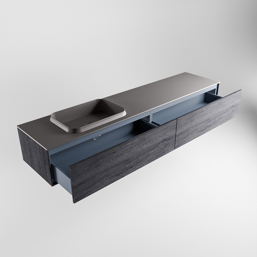 MONDIAZ ERIN 200cm mueble de baño color Antracite 2 cajones. Lavabo RIDGE Izquierda 1 orificio color Dark Grey. 6 MONDIAZ ERIN 200cm mueble de baño color Antracite 2 cajones. Lavabo RIDGE Izquierda 1 orificio color Dark Grey. - Imagen 6