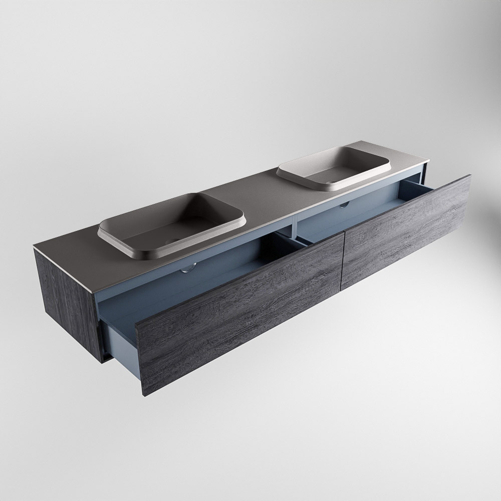 MONDIAZ ERIN 200cm mueble de baño color Antracite 2 cajones. Lavabo RIDGE Doble 2 orificios color Dark Grey. 6 MONDIAZ ERIN 200cm mueble de baño color Antracite 2 cajones. Lavabo RIDGE Doble 2 orificios color Dark Grey. - Imagen 6