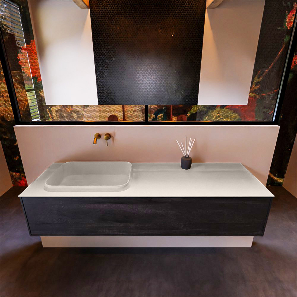 MONDIAZ ERIN 150cm mueble de baño color Antracite 1 cajón. Lavabo RIDGE Izquierda sin orificio color Linen. 3 MONDIAZ ERIN 150cm mueble de baño color Antracite 1 cajón. Lavabo RIDGE Izquierda sin orificio color Linen. - Imagen 3