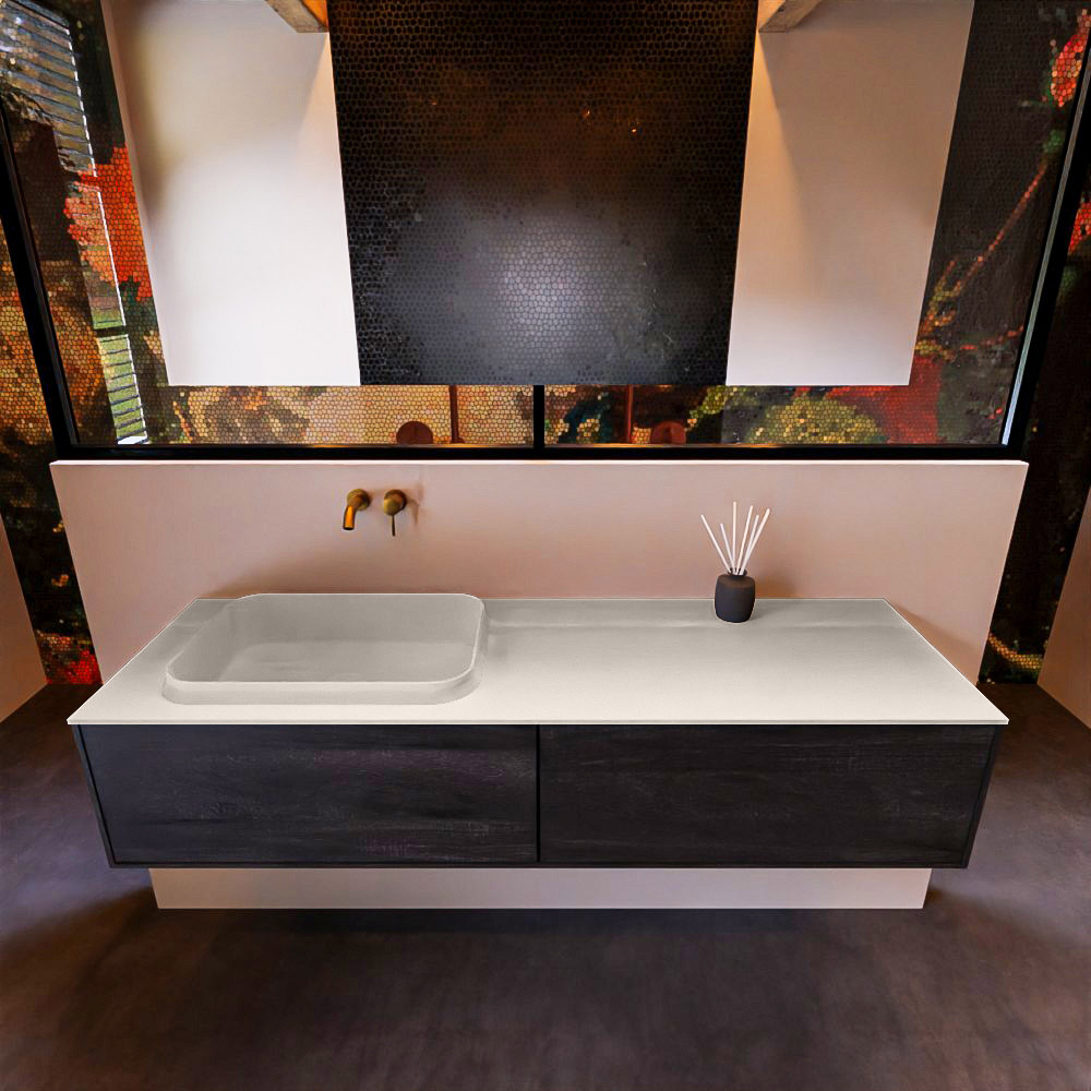 MONDIAZ ERIN 150cm mueble de baño color Antracite 2 cajones. Lavabo RIDGE Izquierda sin orificio color Linen. 3 MONDIAZ ERIN 150cm mueble de baño color Antracite 2 cajones. Lavabo RIDGE Izquierda sin orificio color Linen. - Imagen 3