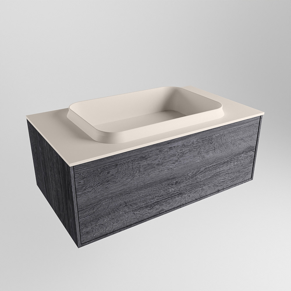 MONDIAZ ERIN 80cm mueble de baño color Antracite 1 cajón. Lavabo RIDGE Centro sin orificio color Linen. 4 MONDIAZ ERIN 80cm mueble de baño color Antracite 1 cajón. Lavabo RIDGE Centro sin orificio color Linen. - Imagen 4