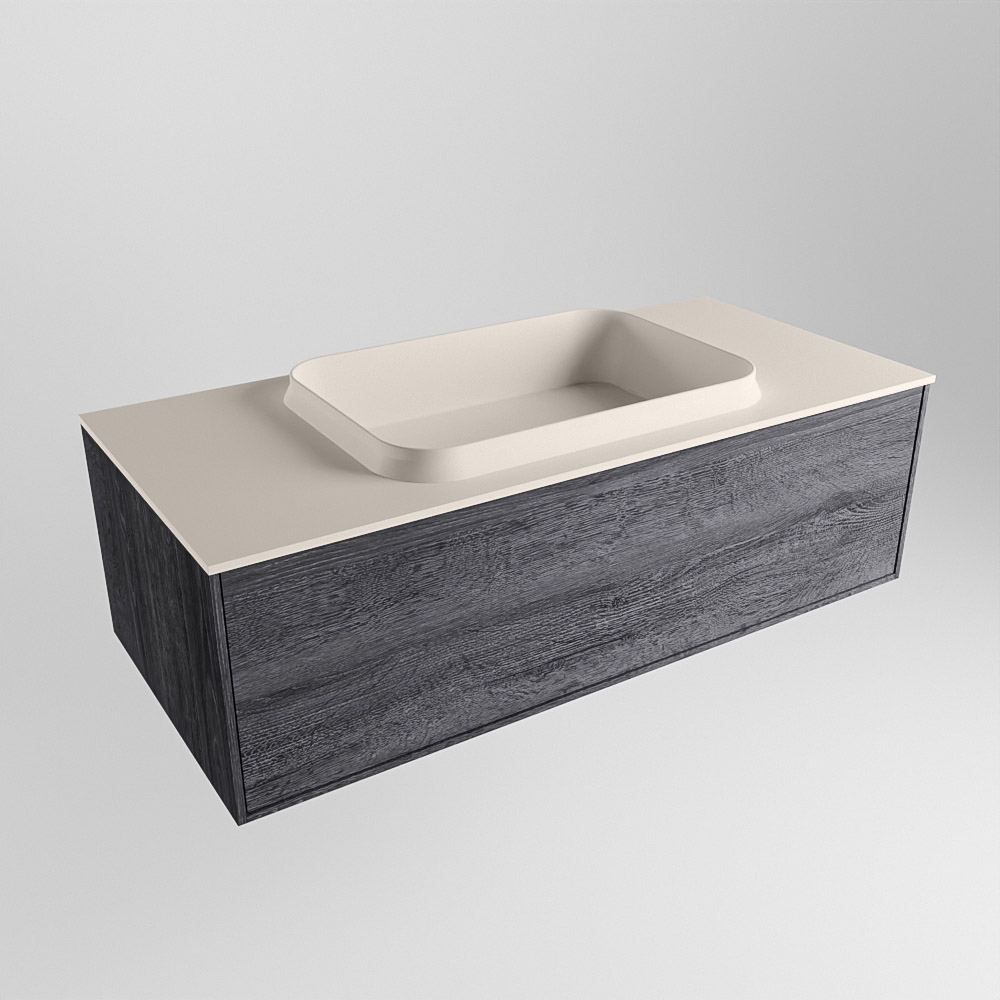 MONDIAZ ERIN 100cm mueble de baño color Antracite 1 cajón. Lavabo RIDGE Centro 1 orificio color Linen. 4 MONDIAZ ERIN 100cm mueble de baño color Antracite 1 cajón. Lavabo RIDGE Centro 1 orificio color Linen. - Imagen 4