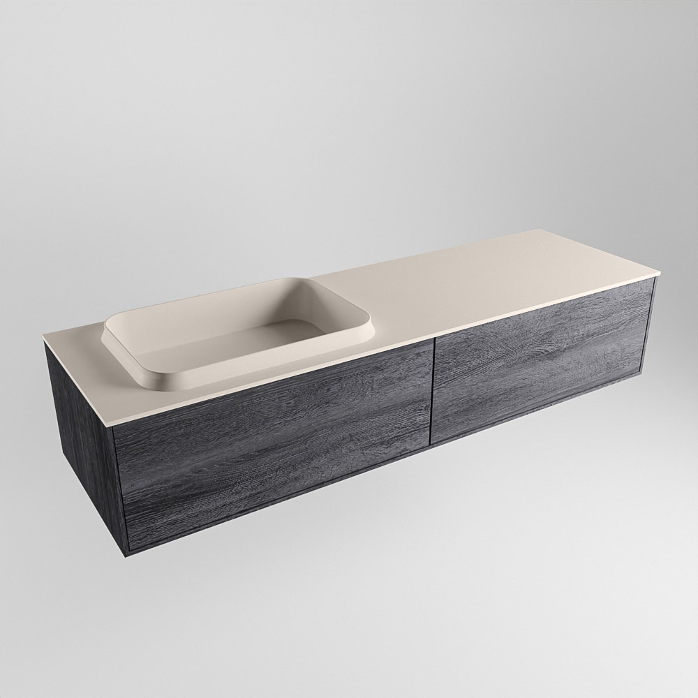 MONDIAZ ERIN 150cm mueble de baño color Antracite 2 cajones. Lavabo RIDGE Izquierda sin orificio color Linen. 4 MONDIAZ ERIN 150cm mueble de baño color Antracite 2 cajones. Lavabo RIDGE Izquierda sin orificio color Linen. - Imagen 4