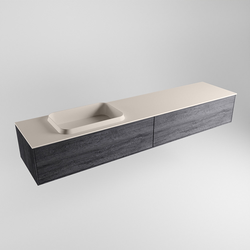 MONDIAZ ERIN 200cm mueble de baño color Antracite 2 cajones. Lavabo RIDGE Izquierda sin orificio color Linen. 4 MONDIAZ ERIN 200cm mueble de baño color Antracite 2 cajones. Lavabo RIDGE Izquierda sin orificio color Linen. - Imagen 4