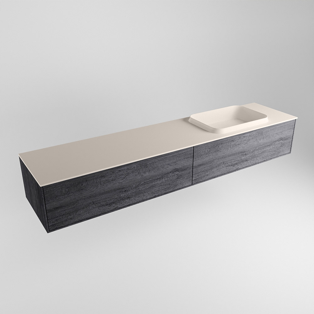MONDIAZ ERIN 200cm mueble de baño color Antracite 2 cajones. Lavabo RIDGE Derecho 1 orificio color Linen. 4 MONDIAZ ERIN 200cm mueble de baño color Antracite 2 cajones. Lavabo RIDGE Derecho 1 orificio color Linen. - Imagen 4