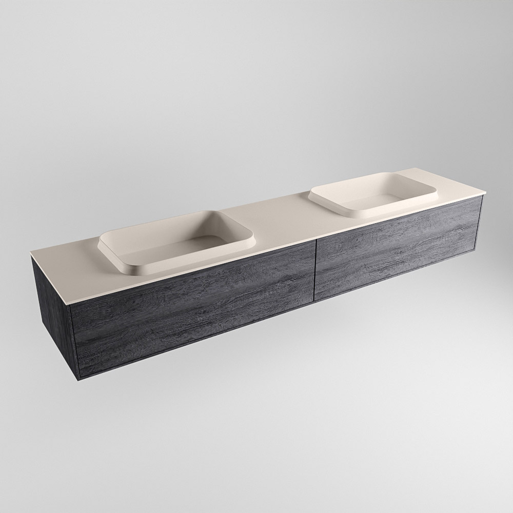 MONDIAZ ERIN 200cm mueble de baño color Antracite 2 cajones. Lavabo RIDGE Doble 2 orificios color Linen. 4 MONDIAZ ERIN 200cm mueble de baño color Antracite 2 cajones. Lavabo RIDGE Doble 2 orificios color Linen. - Imagen 4