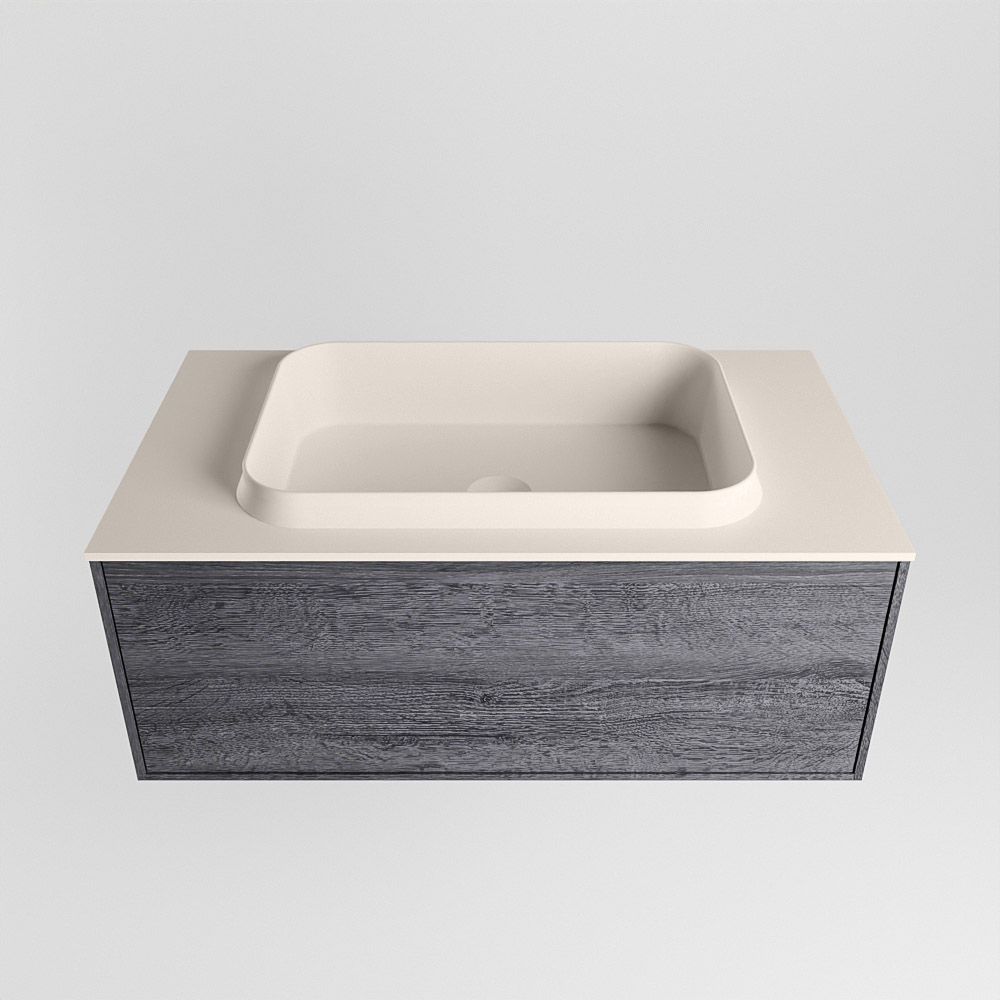 MONDIAZ ERIN 80cm mueble de baño color Antracite 1 cajón. Lavabo RIDGE Centro sin orificio color Linen. 5 MONDIAZ ERIN 80cm mueble de baño color Antracite 1 cajón. Lavabo RIDGE Centro sin orificio color Linen. - Imagen 5