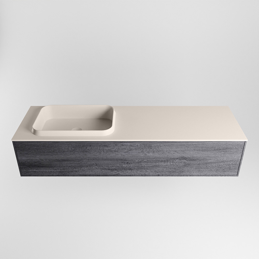 MONDIAZ ERIN 150cm mueble de baño color Antracite 1 cajón. Lavabo RIDGE Izquierda sin orificio color Linen. 5 MONDIAZ ERIN 150cm mueble de baño color Antracite 1 cajón. Lavabo RIDGE Izquierda sin orificio color Linen. - Imagen 5