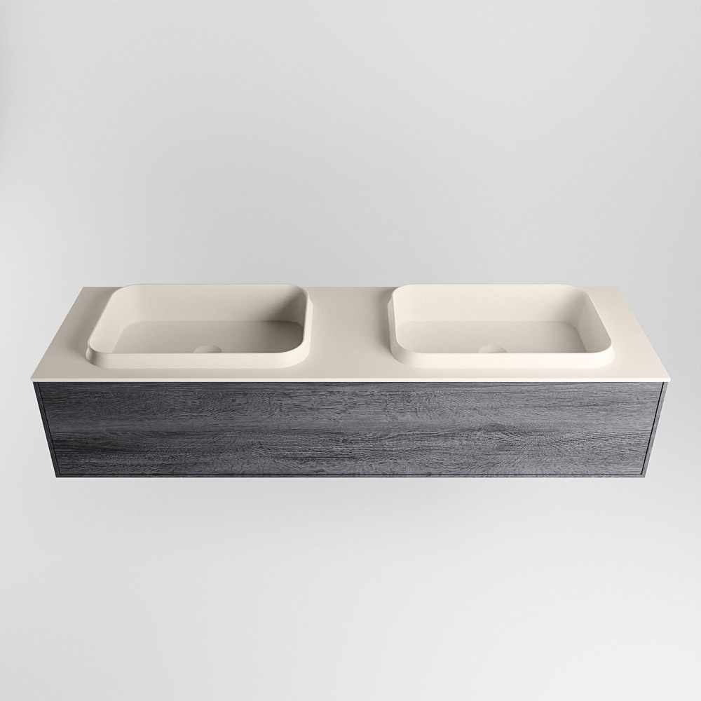 MONDIAZ ERIN 150cm mueble de baño color Antracite 1 cajón. Lavabo RIDGE Doble sin orificio color Linen. 5 MONDIAZ ERIN 150cm mueble de baño color Antracite 1 cajón. Lavabo RIDGE Doble sin orificio color Linen. - Imagen 5