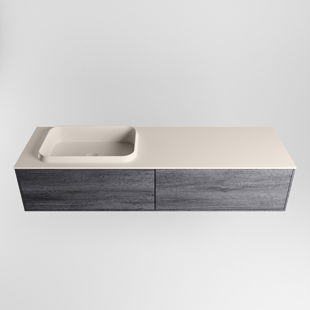 MONDIAZ ERIN 150cm mueble de baño color Antracite 2 cajones. Lavabo RIDGE Izquierda sin orificio color Linen. 5 MONDIAZ ERIN 150cm mueble de baño color Antracite 2 cajones. Lavabo RIDGE Izquierda sin orificio color Linen. - Imagen 5