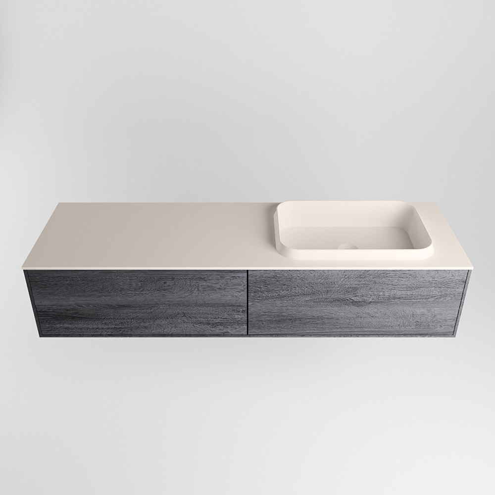 MONDIAZ ERIN 150cm mueble de baño color Antracite 2 cajones. Lavabo RIDGE Derecho sin orificio color Linen. 5 MONDIAZ ERIN 150cm mueble de baño color Antracite 2 cajones. Lavabo RIDGE Derecho sin orificio color Linen. - Imagen 5