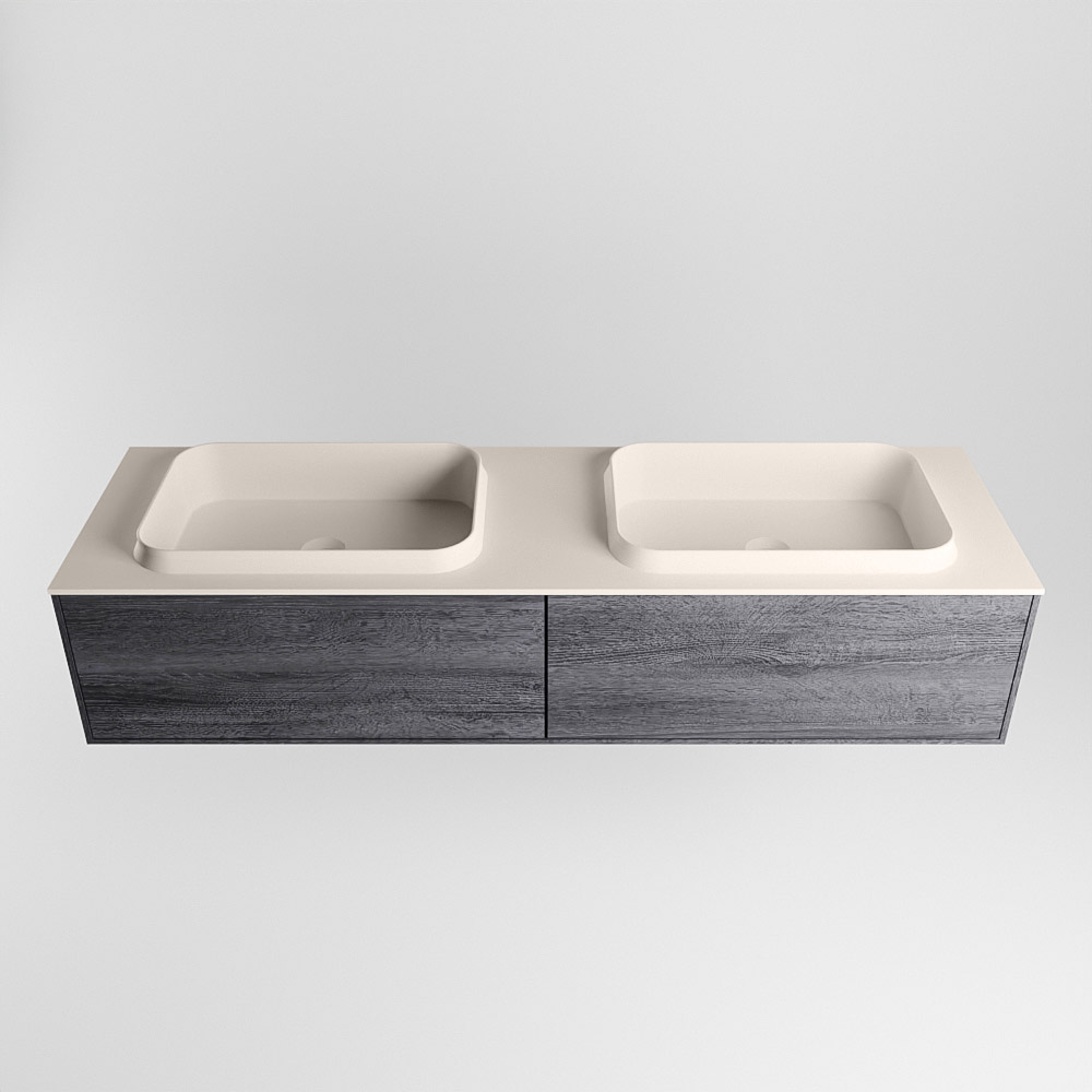MONDIAZ ERIN 150cm mueble de baño color Antracite 2 cajones. Lavabo RIDGE Doble 2 orificios color Linen. 5 MONDIAZ ERIN 150cm mueble de baño color Antracite 2 cajones. Lavabo RIDGE Doble 2 orificios color Linen. - Imagen 5