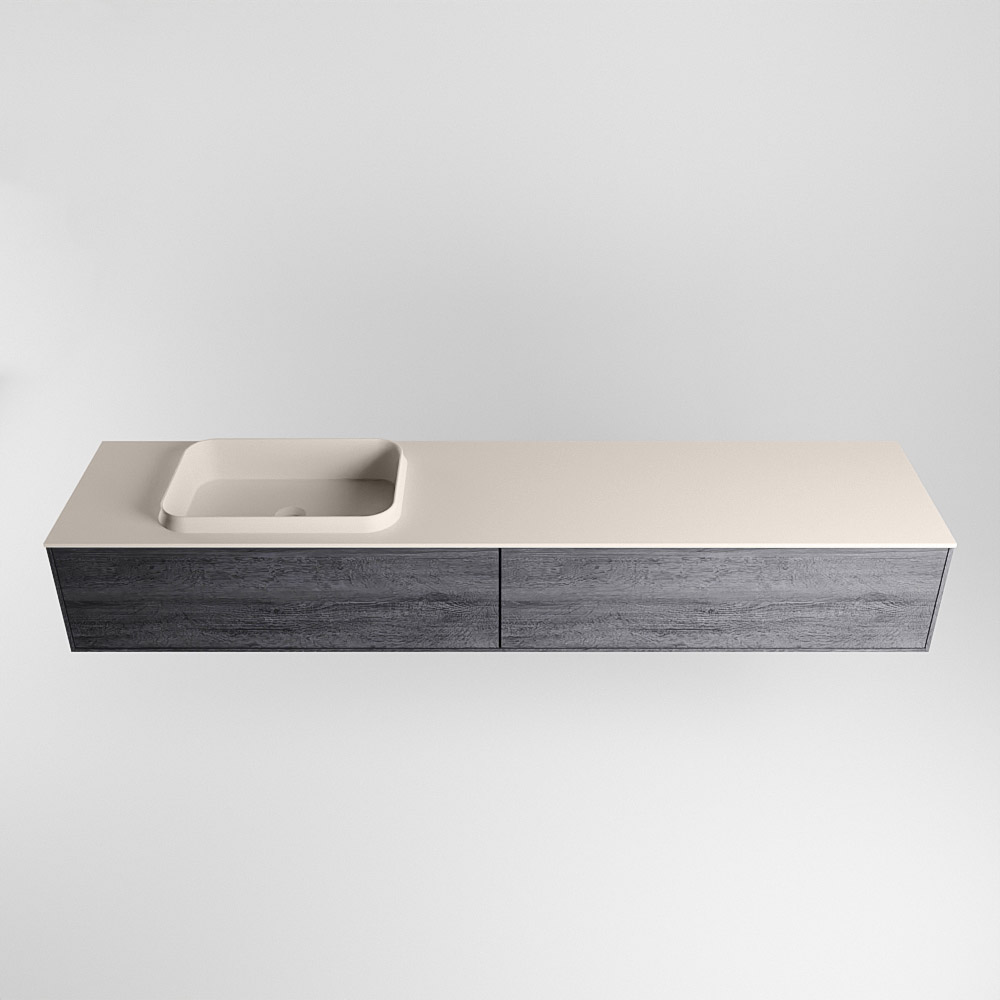 MONDIAZ ERIN 200cm mueble de baño color Antracite 2 cajones. Lavabo RIDGE Izquierda sin orificio color Linen. 5 MONDIAZ ERIN 200cm mueble de baño color Antracite 2 cajones. Lavabo RIDGE Izquierda sin orificio color Linen. - Imagen 5