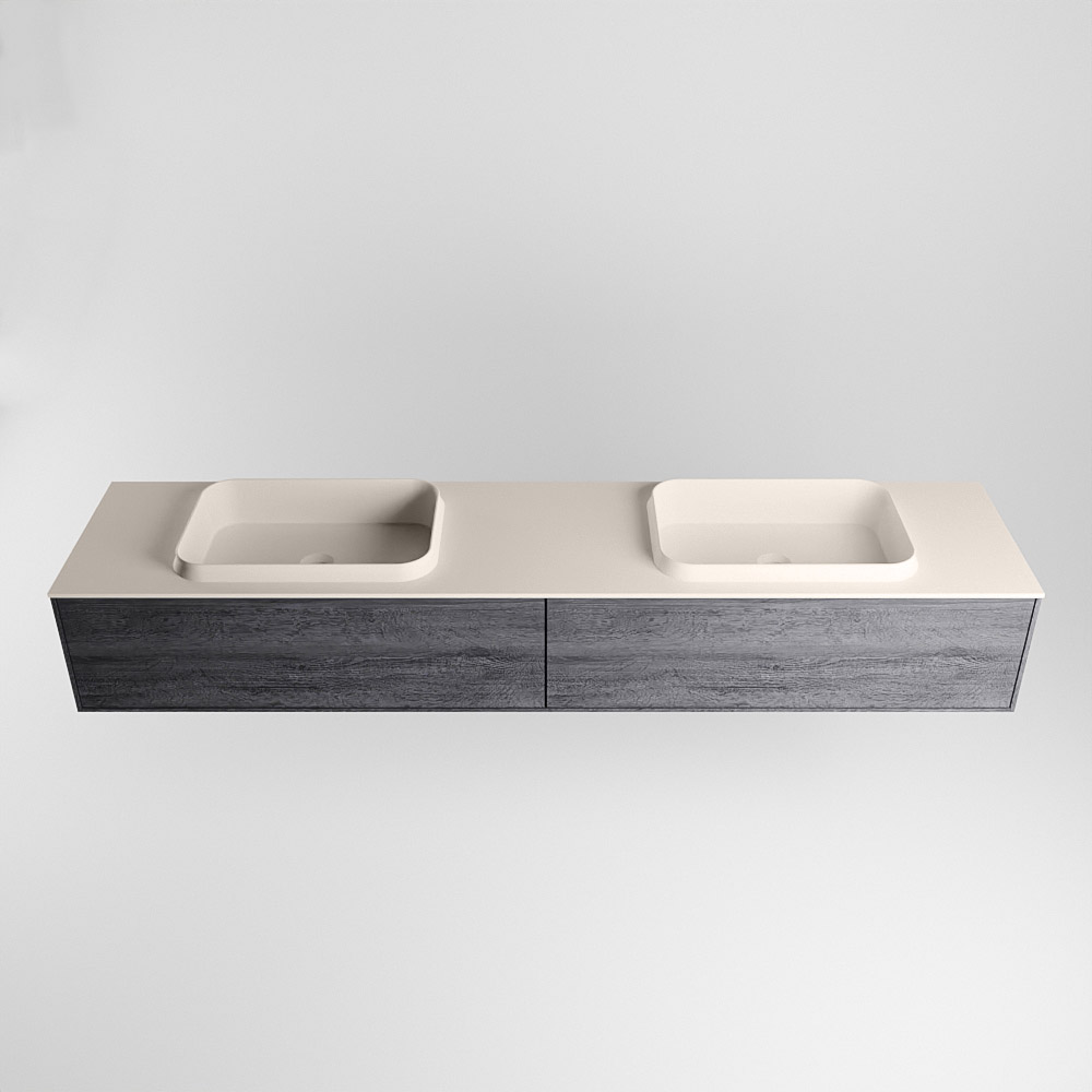 MONDIAZ ERIN 200cm mueble de baño color Antracite 2 cajones. Lavabo RIDGE Doble 2 orificios color Linen. 5 MONDIAZ ERIN 200cm mueble de baño color Antracite 2 cajones. Lavabo RIDGE Doble 2 orificios color Linen. - Imagen 5