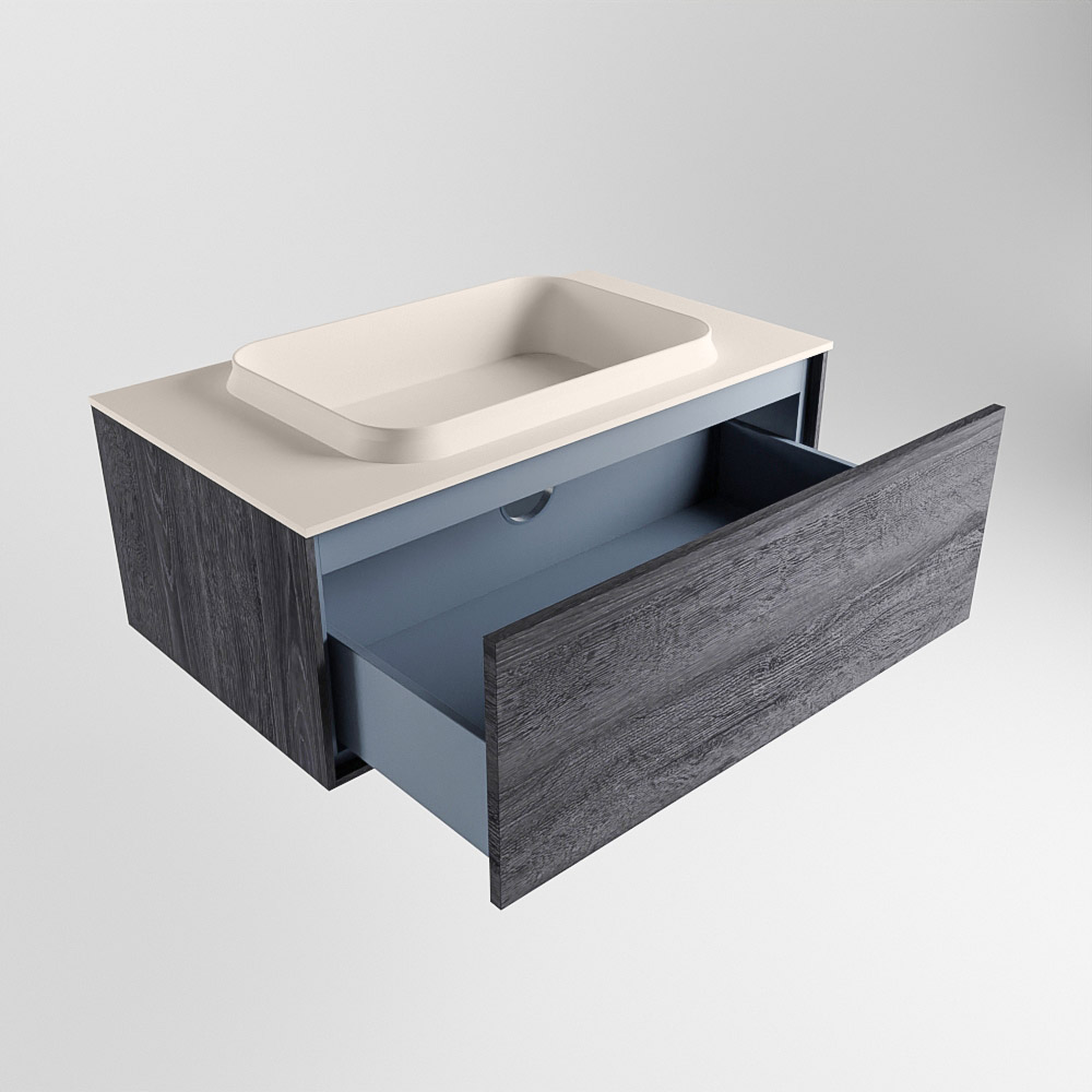 MONDIAZ ERIN 80cm mueble de baño color Antracite 1 cajón. Lavabo RIDGE Centro sin orificio color Linen. 6 MONDIAZ ERIN 80cm mueble de baño color Antracite 1 cajón. Lavabo RIDGE Centro sin orificio color Linen. - Imagen 6