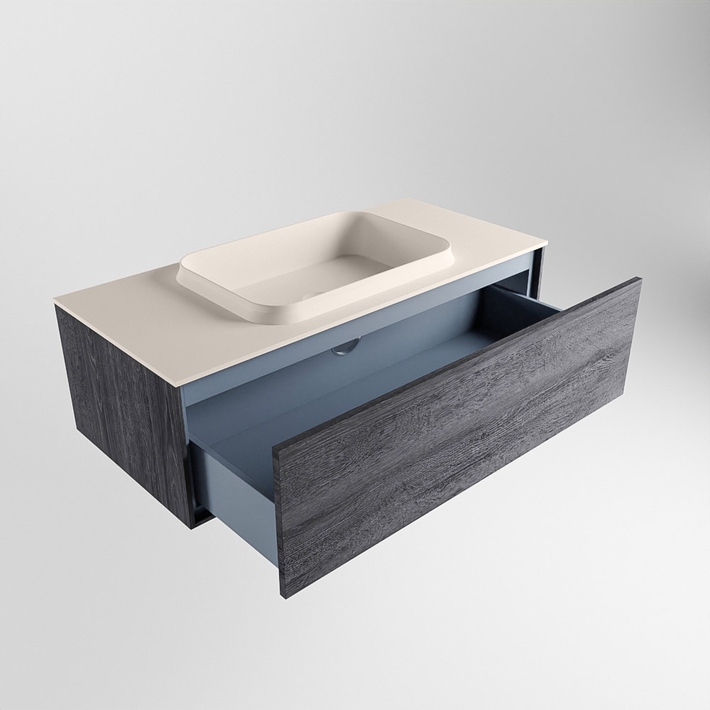 MONDIAZ ERIN 100cm mueble de baño color Antracite 1 cajón. Lavabo RIDGE Centro 1 orificio color Linen. 6 MONDIAZ ERIN 100cm mueble de baño color Antracite 1 cajón. Lavabo RIDGE Centro 1 orificio color Linen. - Imagen 6