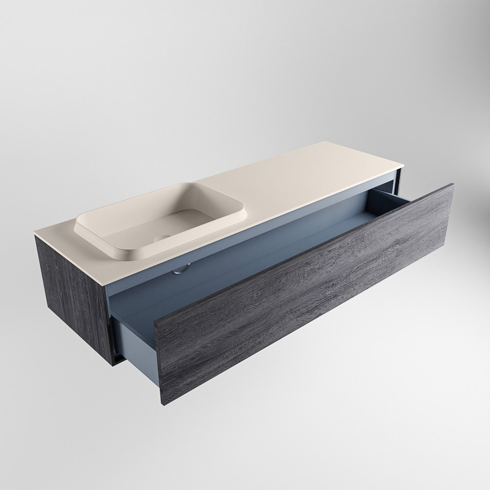 MONDIAZ ERIN 150cm mueble de baño color Antracite 1 cajón. Lavabo RIDGE Izquierda sin orificio color Linen. 6 MONDIAZ ERIN 150cm mueble de baño color Antracite 1 cajón. Lavabo RIDGE Izquierda sin orificio color Linen. - Imagen 6