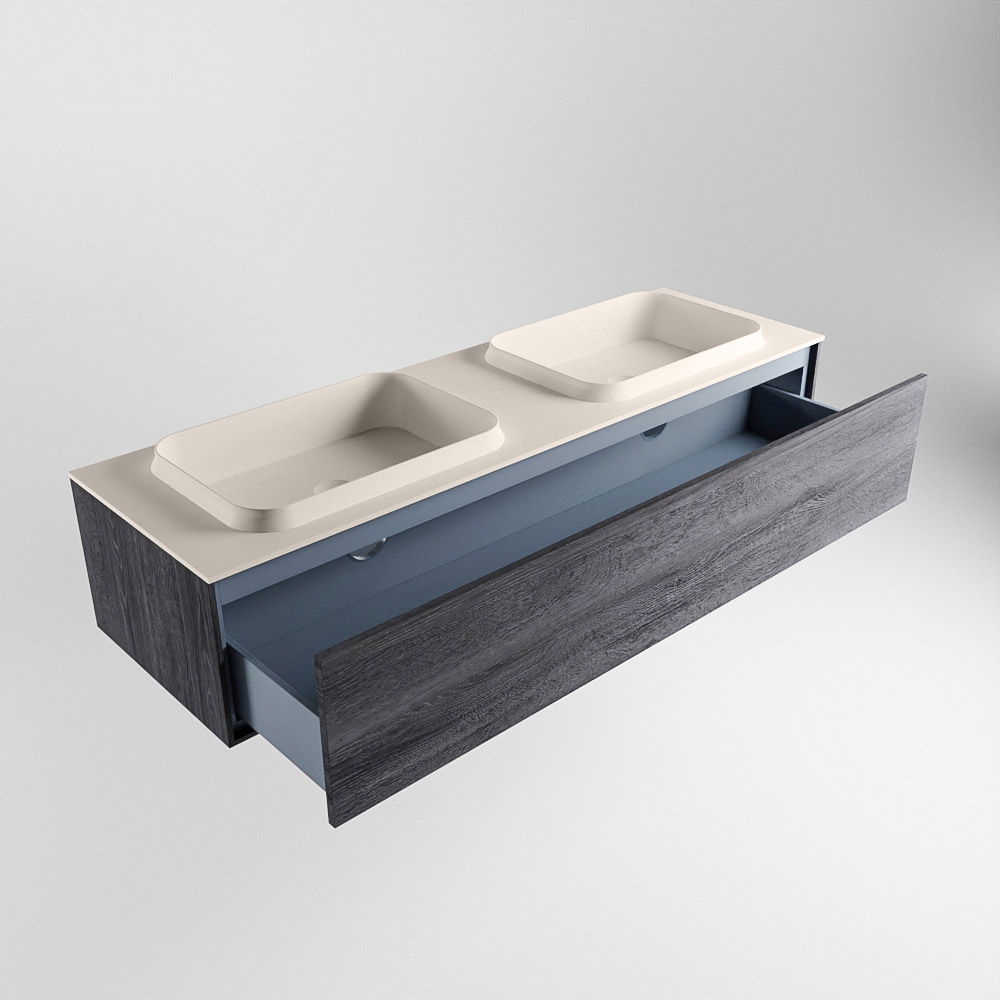 MONDIAZ ERIN 150cm mueble de baño color Antracite 1 cajón. Lavabo RIDGE Doble sin orificio color Linen. 6 MONDIAZ ERIN 150cm mueble de baño color Antracite 1 cajón. Lavabo RIDGE Doble sin orificio color Linen. - Imagen 6