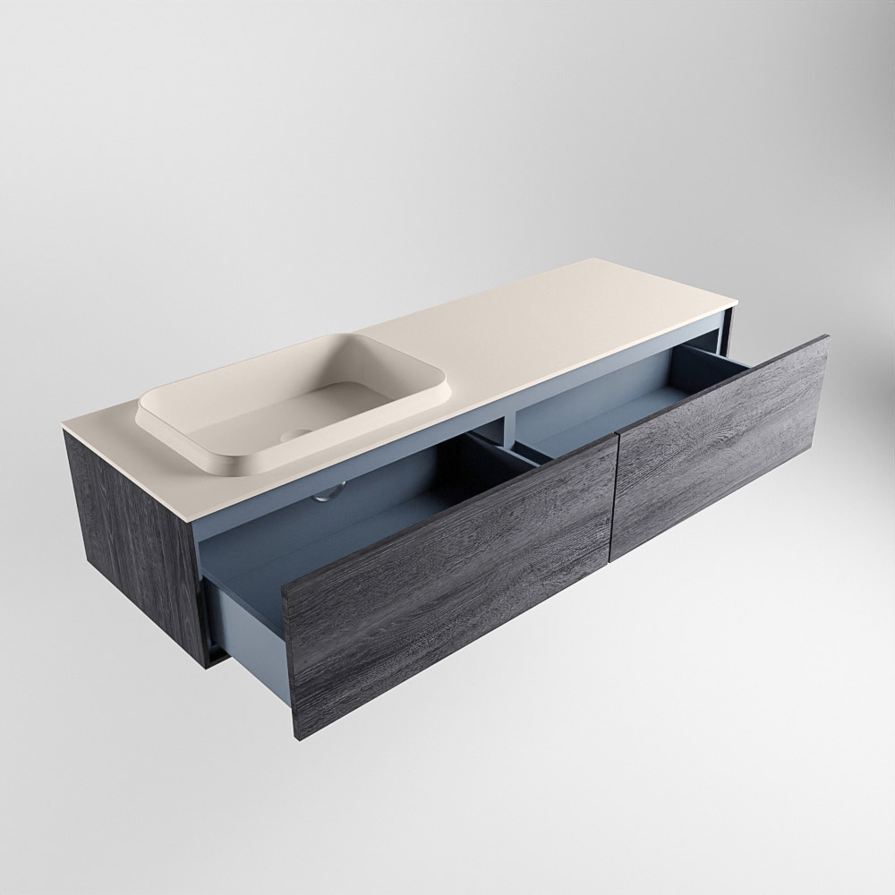 MONDIAZ ERIN 150cm mueble de baño color Antracite 2 cajones. Lavabo RIDGE Izquierda sin orificio color Linen. 6 MONDIAZ ERIN 150cm mueble de baño color Antracite 2 cajones. Lavabo RIDGE Izquierda sin orificio color Linen. - Imagen 6