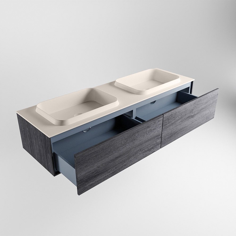 MONDIAZ ERIN 150cm mueble de baño color Antracite 2 cajones. Lavabo RIDGE Doble 2 orificios color Linen. 6 MONDIAZ ERIN 150cm mueble de baño color Antracite 2 cajones. Lavabo RIDGE Doble 2 orificios color Linen. - Imagen 6