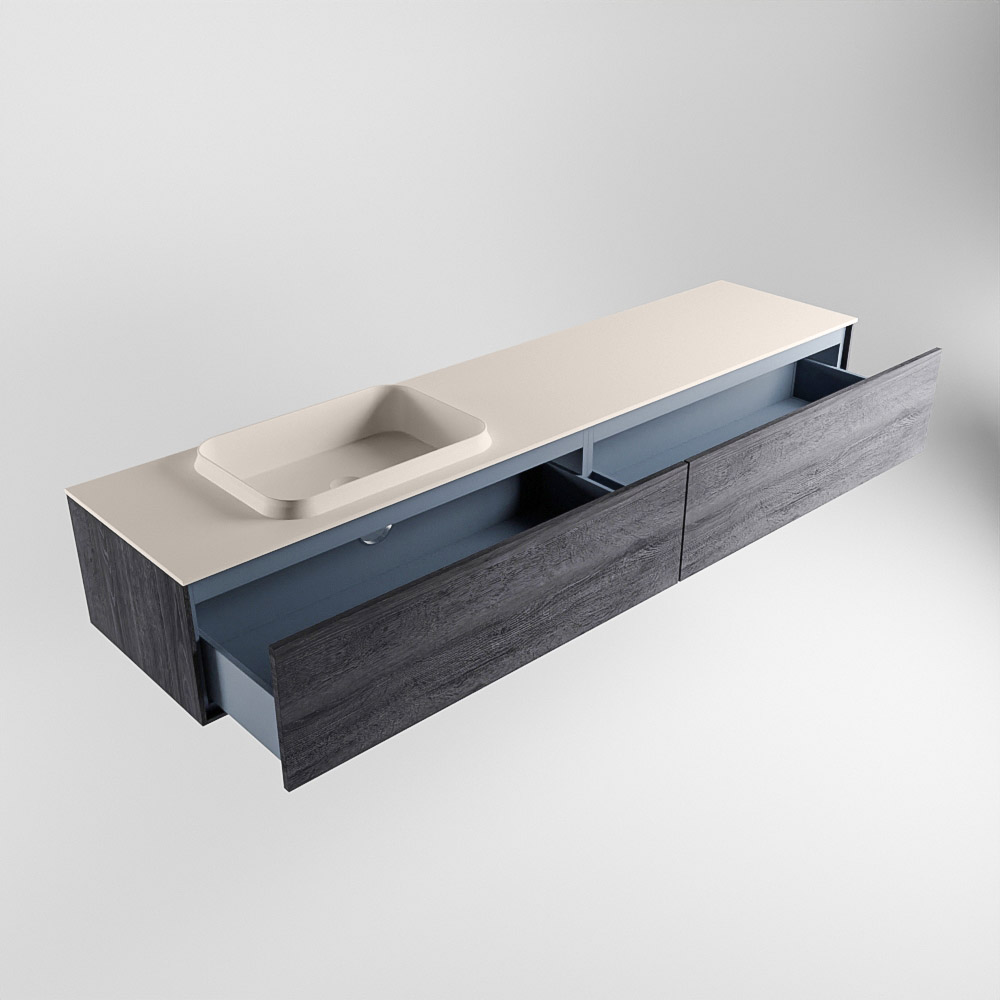 MONDIAZ ERIN 200cm mueble de baño color Antracite 2 cajones. Lavabo RIDGE Izquierda sin orificio color Linen. 6 MONDIAZ ERIN 200cm mueble de baño color Antracite 2 cajones. Lavabo RIDGE Izquierda sin orificio color Linen. - Imagen 6