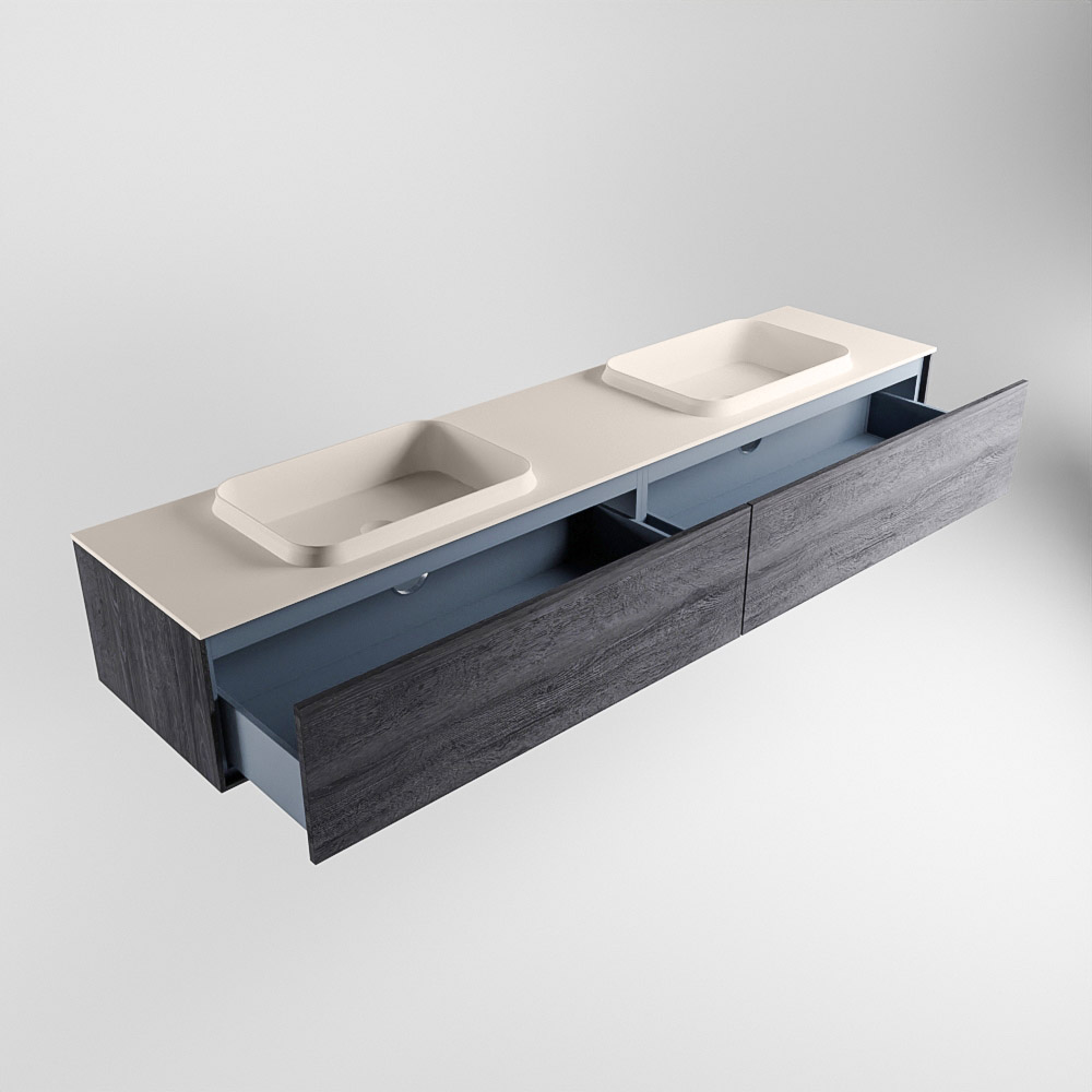 MONDIAZ ERIN 200cm mueble de baño color Antracite 2 cajones. Lavabo RIDGE Doble 2 orificios color Linen. 6 MONDIAZ ERIN 200cm mueble de baño color Antracite 2 cajones. Lavabo RIDGE Doble 2 orificios color Linen. - Imagen 6