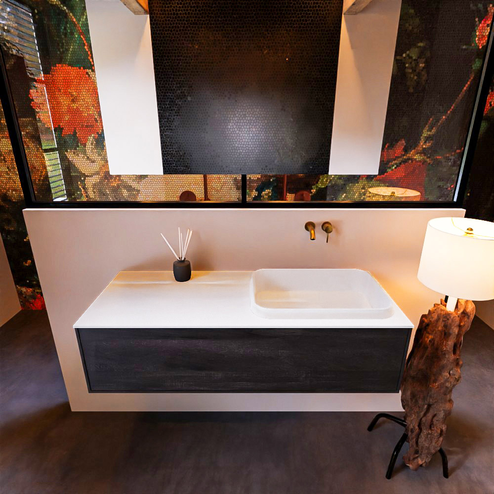 MONDIAZ ERIN 120cm mueble de baño color Antracite 1 cajón. Lavabo RIDGE Derecho sin orificio color Talc. 3 MONDIAZ ERIN 120cm mueble de baño color Antracite 1 cajón. Lavabo RIDGE Derecho sin orificio color Talc. - Imagen 3