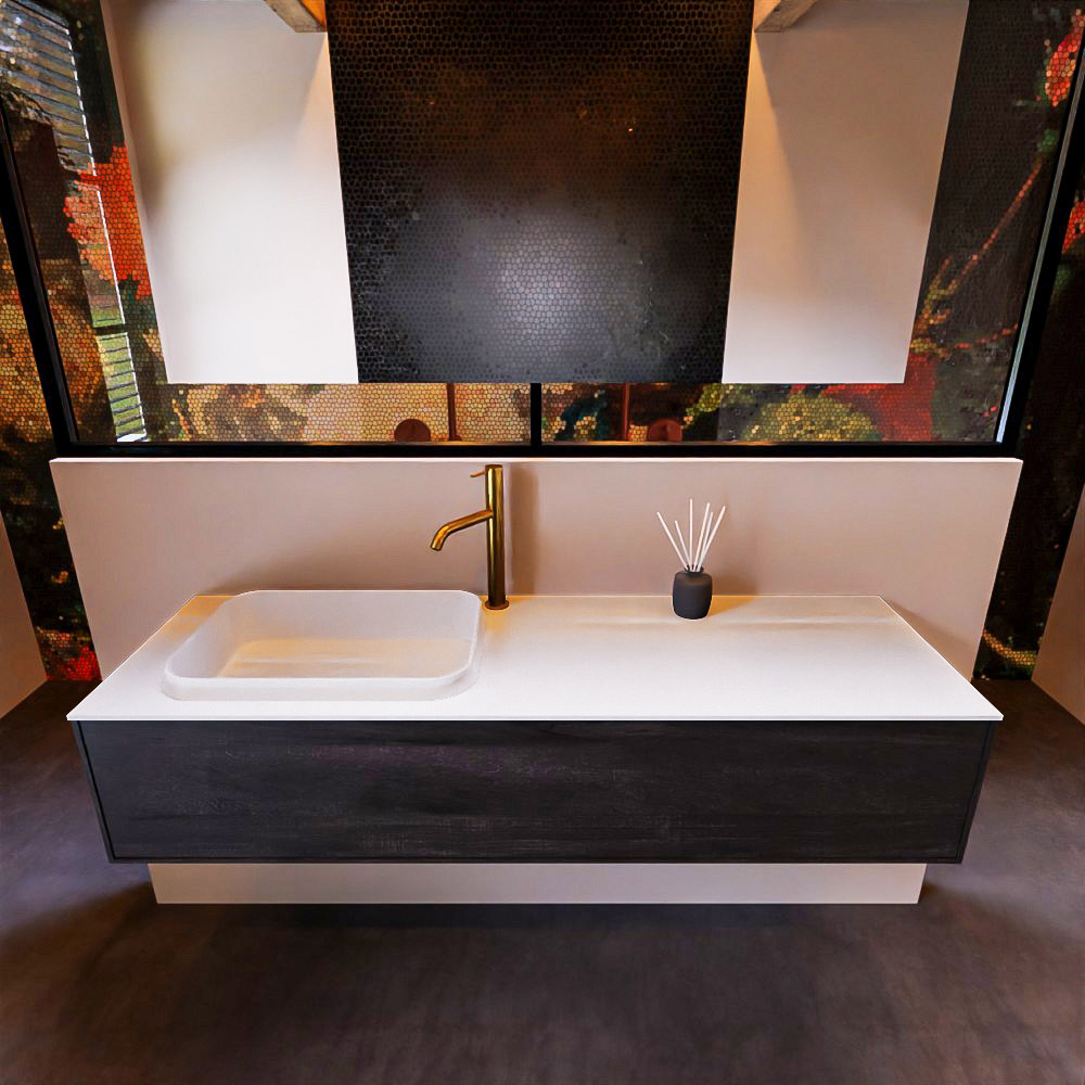 MONDIAZ ERIN 150cm mueble de baño color Antracite 1 cajón. Lavabo RIDGE Izquierda 1 orificio color Talc. 3 MONDIAZ ERIN 150cm mueble de baño color Antracite 1 cajón. Lavabo RIDGE Izquierda 1 orificio color Talc. - Imagen 3