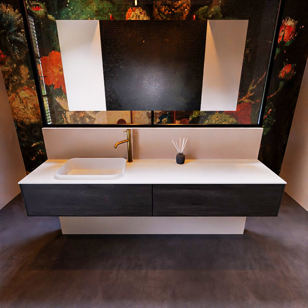 MONDIAZ ERIN 200cm mueble de baño color Antracite 2 cajones. Lavabo RIDGE Izquierda 1 orificio color Talc. 3 MONDIAZ ERIN 200cm mueble de baño color Antracite 2 cajones. Lavabo RIDGE Izquierda 1 orificio color Talc. - Imagen 3