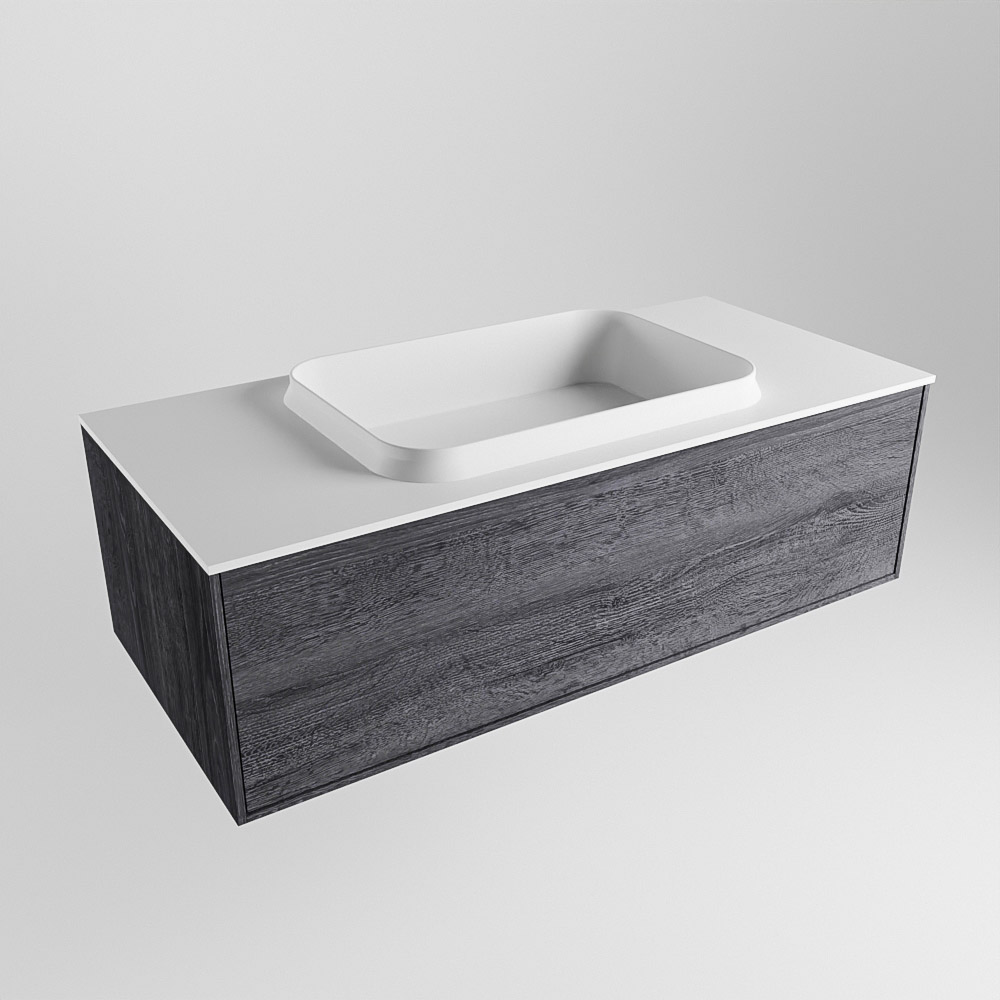 MONDIAZ ERIN 100cm mueble de baño color Antracite 1 cajón. Lavabo RIDGE Centro sin orificio color Talc. 4 MONDIAZ ERIN 100cm mueble de baño color Antracite 1 cajón. Lavabo RIDGE Centro sin orificio color Talc. - Imagen 4