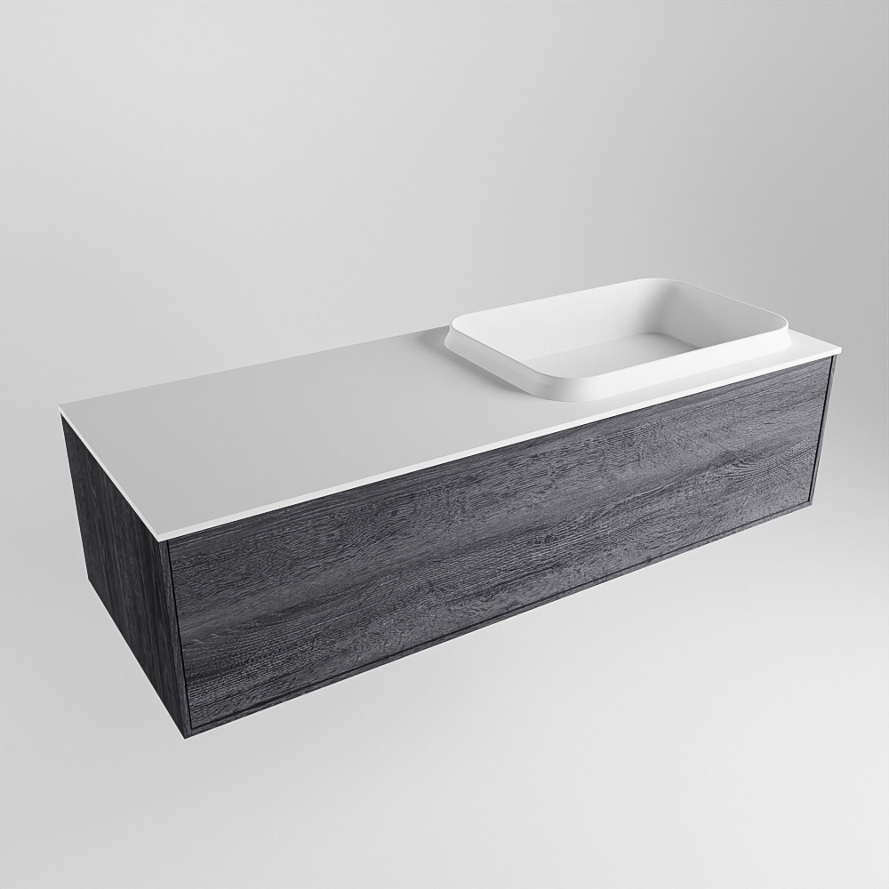 MONDIAZ ERIN 120cm mueble de baño color Antracite 1 cajón. Lavabo RIDGE Derecho sin orificio color Talc. 4 MONDIAZ ERIN 120cm mueble de baño color Antracite 1 cajón. Lavabo RIDGE Derecho sin orificio color Talc. - Imagen 4