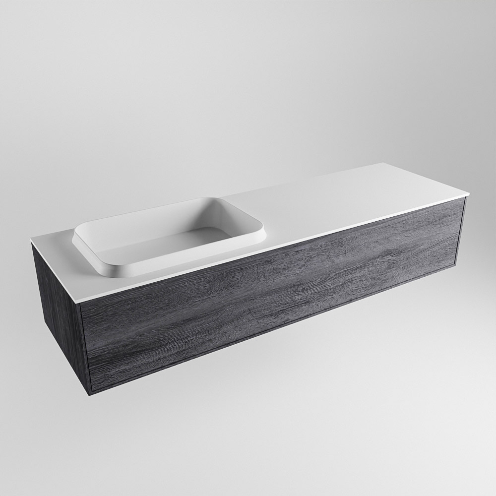 MONDIAZ ERIN 150cm mueble de baño color Antracite 1 cajón. Lavabo RIDGE Izquierda 1 orificio color Talc. 4 MONDIAZ ERIN 150cm mueble de baño color Antracite 1 cajón. Lavabo RIDGE Izquierda 1 orificio color Talc. - Imagen 4