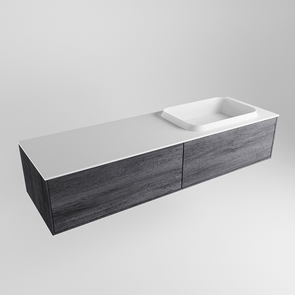 MONDIAZ ERIN 150cm mueble de baño color Antracite 2 cajones. Lavabo RIDGE Derecho sin orificio color Talc. 4 MONDIAZ ERIN 150cm mueble de baño color Antracite 2 cajones. Lavabo RIDGE Derecho sin orificio color Talc. - Imagen 4