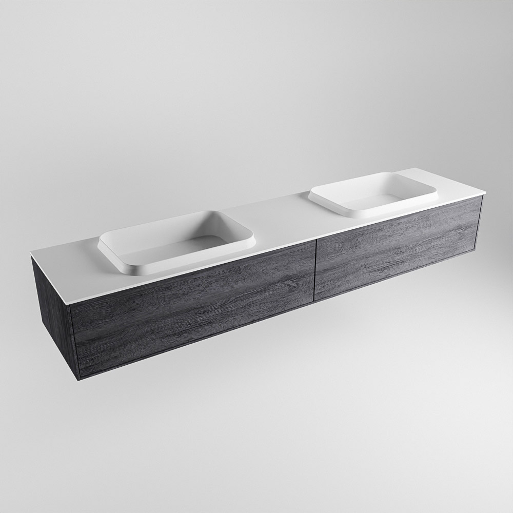 MONDIAZ ERIN 200cm mueble de baño color Antracite 2 cajones. Lavabo RIDGE Doble 2 orificios color Talc. 4 MONDIAZ ERIN 200cm mueble de baño color Antracite 2 cajones. Lavabo RIDGE Doble 2 orificios color Talc. - Imagen 4