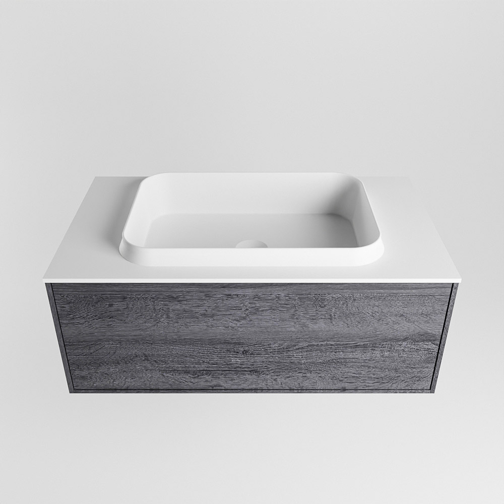 MONDIAZ ERIN 80cm mueble de baño color Antracite 1 cajón. Lavabo RIDGE Centro sin orificio color Talc. 5 MONDIAZ ERIN 80cm mueble de baño color Antracite 1 cajón. Lavabo RIDGE Centro sin orificio color Talc. - Imagen 5