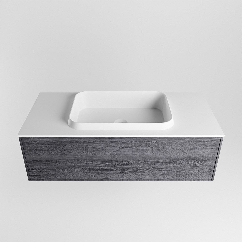 MONDIAZ ERIN 100cm mueble de baño color Antracite 1 cajón. Lavabo RIDGE Centro sin orificio color Talc. 5 MONDIAZ ERIN 100cm mueble de baño color Antracite 1 cajón. Lavabo RIDGE Centro sin orificio color Talc. - Imagen 5