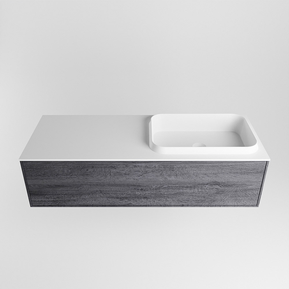 MONDIAZ ERIN 120cm mueble de baño color Antracite 1 cajón. Lavabo RIDGE Derecho sin orificio color Talc. 5 MONDIAZ ERIN 120cm mueble de baño color Antracite 1 cajón. Lavabo RIDGE Derecho sin orificio color Talc. - Imagen 5