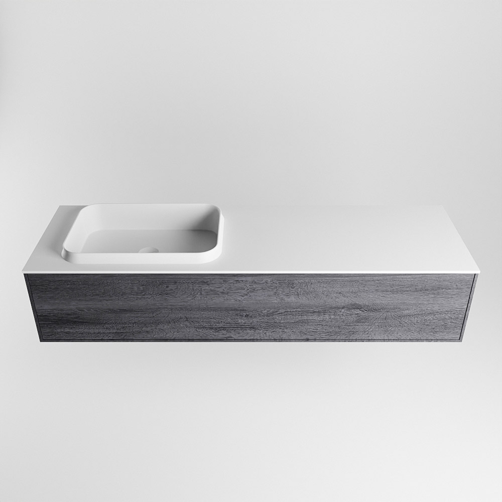 MONDIAZ ERIN 150cm mueble de baño color Antracite 1 cajón. Lavabo RIDGE Izquierda 1 orificio color Talc. 5 MONDIAZ ERIN 150cm mueble de baño color Antracite 1 cajón. Lavabo RIDGE Izquierda 1 orificio color Talc. - Imagen 5