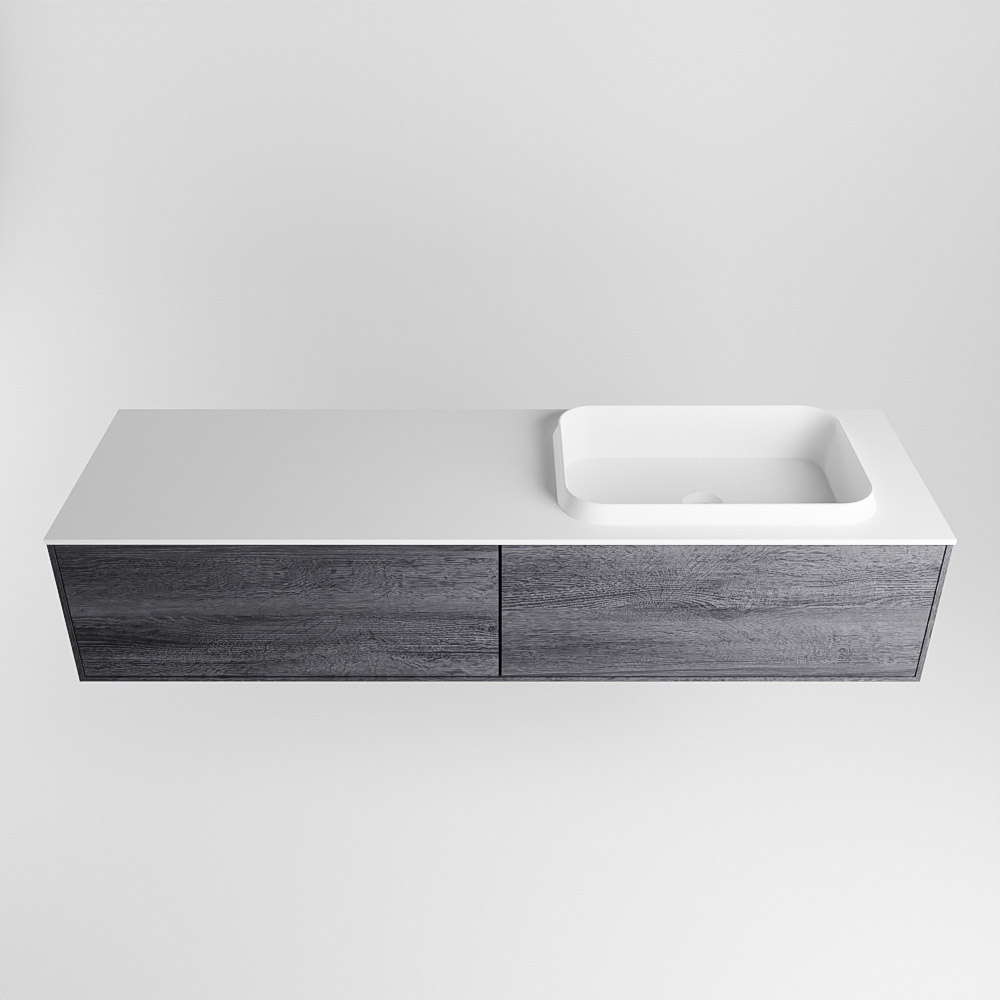 MONDIAZ ERIN 150cm mueble de baño color Antracite 2 cajones. Lavabo RIDGE Derecho sin orificio color Talc. 5 MONDIAZ ERIN 150cm mueble de baño color Antracite 2 cajones. Lavabo RIDGE Derecho sin orificio color Talc. - Imagen 5