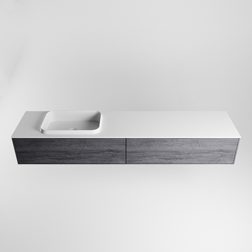 MONDIAZ ERIN 200cm mueble de baño color Antracite 2 cajones. Lavabo RIDGE Izquierda 1 orificio color Talc. 5 MONDIAZ ERIN 200cm mueble de baño color Antracite 2 cajones. Lavabo RIDGE Izquierda 1 orificio color Talc. - Imagen 5