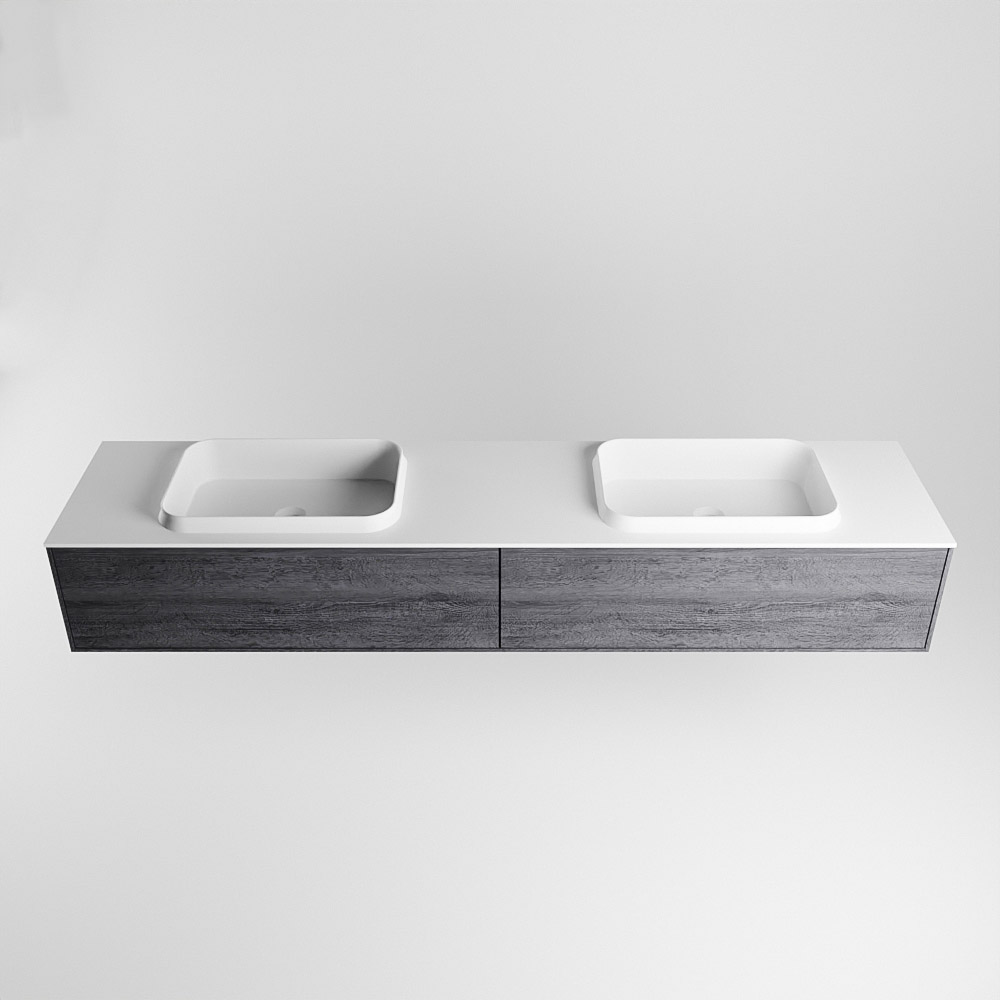 MONDIAZ ERIN 200cm mueble de baño color Antracite 2 cajones. Lavabo RIDGE Doble 2 orificios color Talc. 5 MONDIAZ ERIN 200cm mueble de baño color Antracite 2 cajones. Lavabo RIDGE Doble 2 orificios color Talc. - Imagen 5