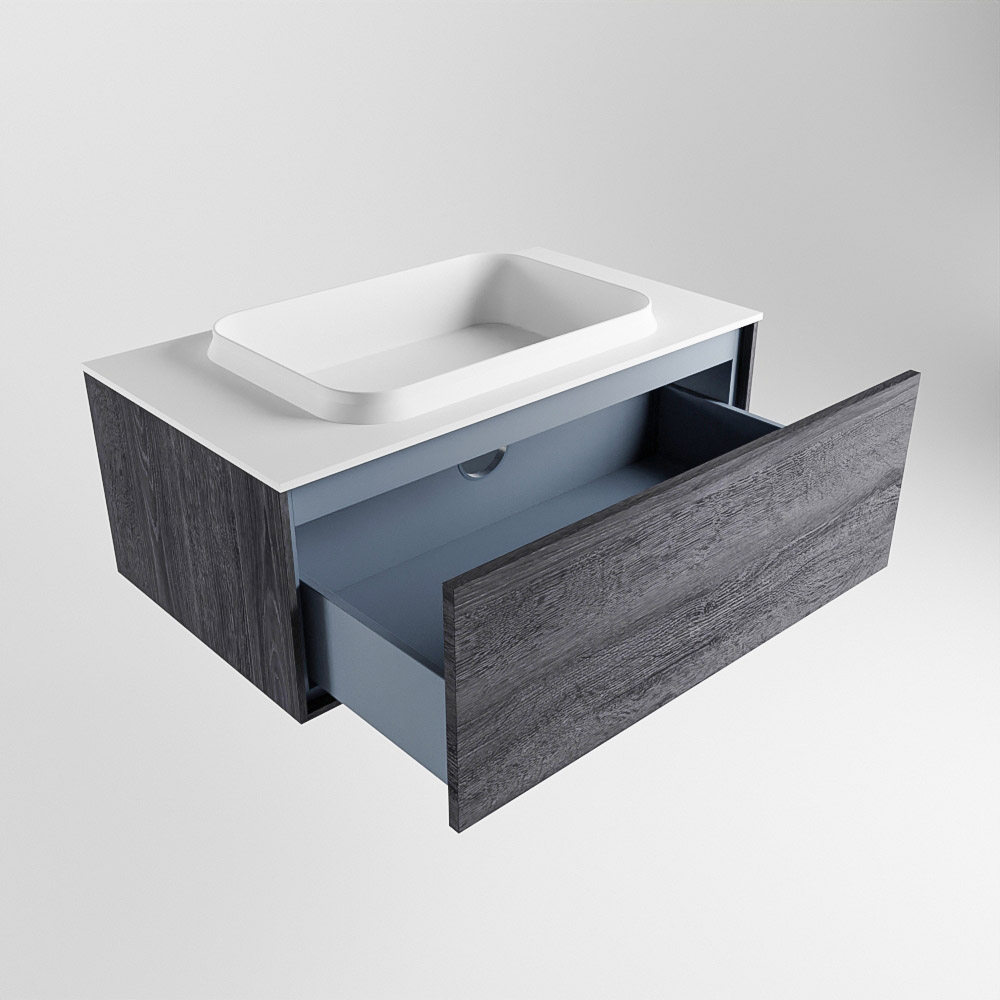 MONDIAZ ERIN 80cm mueble de baño color Antracite 1 cajón. Lavabo RIDGE Centro sin orificio color Talc. 6 MONDIAZ ERIN 80cm mueble de baño color Antracite 1 cajón. Lavabo RIDGE Centro sin orificio color Talc. - Imagen 6