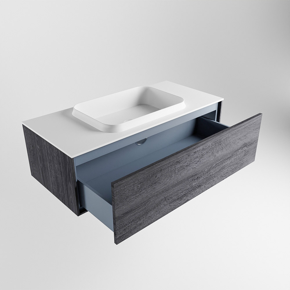 MONDIAZ ERIN 100cm mueble de baño color Antracite 1 cajón. Lavabo RIDGE Centro sin orificio color Talc. 6 MONDIAZ ERIN 100cm mueble de baño color Antracite 1 cajón. Lavabo RIDGE Centro sin orificio color Talc. - Imagen 6