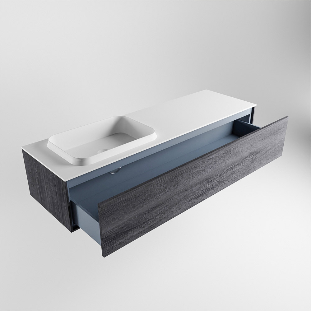 MONDIAZ ERIN 150cm mueble de baño color Antracite 1 cajón. Lavabo RIDGE Izquierda 1 orificio color Talc. 6 MONDIAZ ERIN 150cm mueble de baño color Antracite 1 cajón. Lavabo RIDGE Izquierda 1 orificio color Talc. - Imagen 6