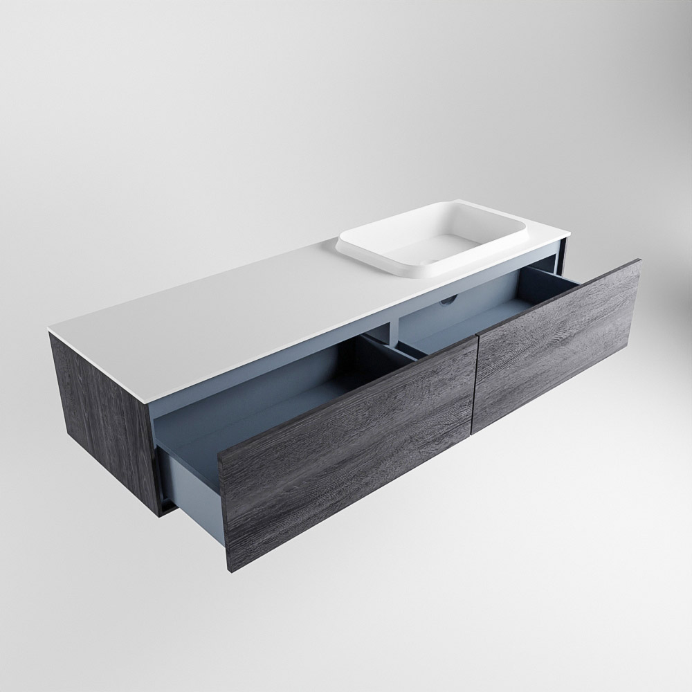 MONDIAZ ERIN 150cm mueble de baño color Antracite 2 cajones. Lavabo RIDGE Derecho sin orificio color Talc. 6 MONDIAZ ERIN 150cm mueble de baño color Antracite 2 cajones. Lavabo RIDGE Derecho sin orificio color Talc. - Imagen 6
